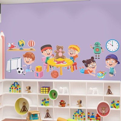 Μικροί φίλοι που παίζουν, Παιδικά, Αυτοκόλλητα τοίχου, 130 x 45 εκ.
