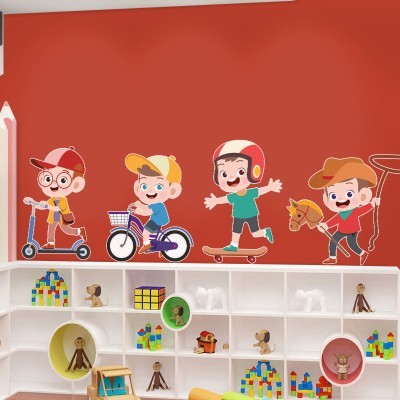 Υπαίθρια παιχνίδια, Παιδικά, Αυτοκόλλητα τοίχου, 70 x 20 εκ.