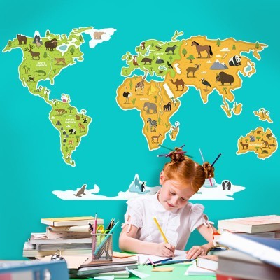 Χάρτης του κόσμου, Παιδικά, Αυτοκόλλητα τοίχου, 100 x 62 εκ. (39092)