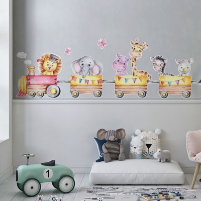 Τρενάκι γεμάτο με ζωάκια, Παιδικά, Αυτοκόλλητα τοίχου, 60 x 20 εκ.