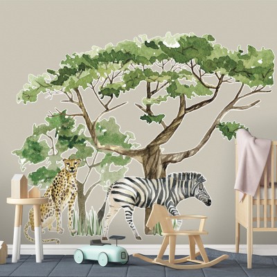 Άγρια ζούγκλα Παιδικά Αυτοκόλλητα τοίχου 60 x 50 εκ. (48223)