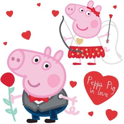 Houseart - ΣΗΜΑΝΤΙΚΟ: Σε περίπτωση διαφοράς τιμής από το κατάστημα ισχύει παντα και μόνο η τιμή του καταστήματος Peppa Pig Love, Παιδικά, Αυτοκόλλητα τοίχου, 50 x 50 εκ