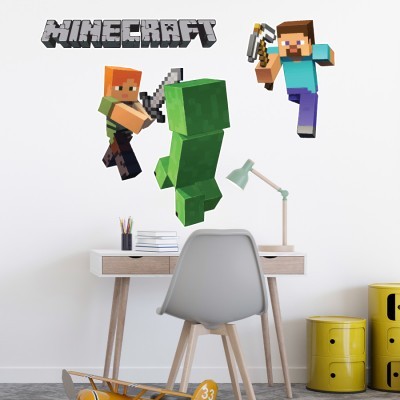Houseart - ΣΗΜΑΝΤΙΚΟ: Σε περίπτωση διαφοράς τιμής από το κατάστημα ισχύει παντα και μόνο η τιμή του καταστήματος Minecraft Characters, Παιδικά, Αυτοκόλλητα τοίχου, 60 x