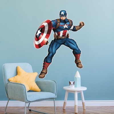 Houseart - ΣΗΜΑΝΤΙΚΟ: Σε περίπτωση διαφοράς τιμής από το κατάστημα ισχύει παντα και μόνο η τιμή του καταστήματος Captain America, Παιδικά, Αυτοκόλλητα τοίχου, 60 x 80 ε