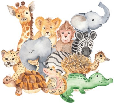 Ζώα της Ζούγκλας, Παιδικά, Αυτοκόλλητα τοίχου, 76 x 76 εκ.