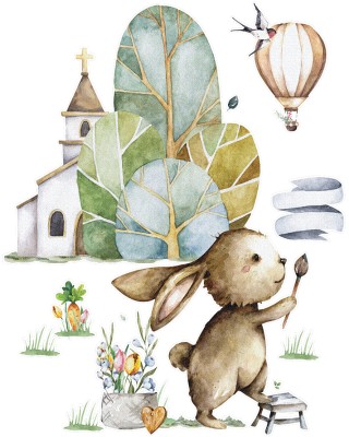 Happy Rabbit, Παιδικά, Αυτοκόλλητα τοίχου, 70 x 87 εκ.