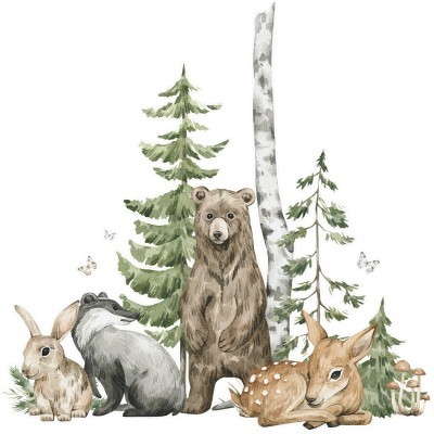 Ζώα στο Δάσος, Παιδικά, Αυτοκόλλητα τοίχου, 70 x 70 εκ. (54840)
