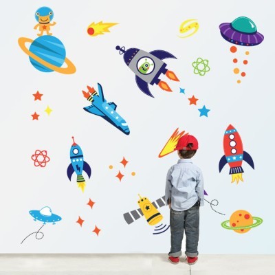 Γη και διαστημόπλοια Παιδικά Αυτοκόλλητα τοίχου Small 93×90 cm (14526)