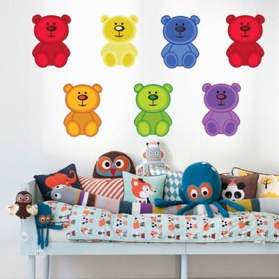 Αρκουδάκια πολύχρωμα, Παιδικά, Αυτοκόλλητα τοίχου, 60 x 31 εκ.