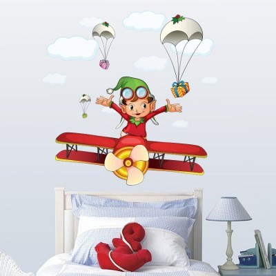 Αεροπλανάκι με αερόστατο, Παιδικά, Αυτοκόλλητα τοίχου, 70 x 70 εκ.