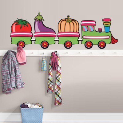 Τραινάκι με λαχανικά Παιδικά Αυτοκόλλητα τοίχου 30 x 90 cm (7644)