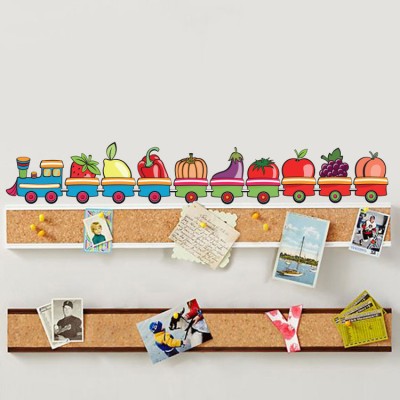 Τραινάκι με διάφορα λαχανικά Παιδικά Αυτοκόλλητα τοίχου 20 x 122 cm (7650)