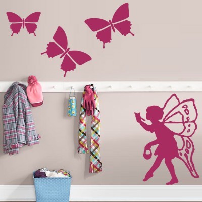 Πεταλούδες και νεράιδα, Παιδικά, Αυτοκόλλητα τοίχου, 58 x 52 εκ.