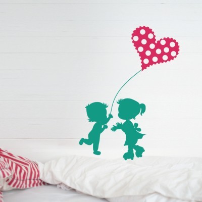 Παιδάκια με πουά καρδιά Παιδικά Αυτοκόλλητα τοίχου 80 x 60 cm (5355)