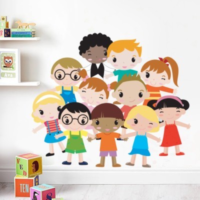 Χαρούμενα παιδάκια σε κύκλο, Παιδικά, Αυτοκόλλητα τοίχου, 65 x 54 εκ.