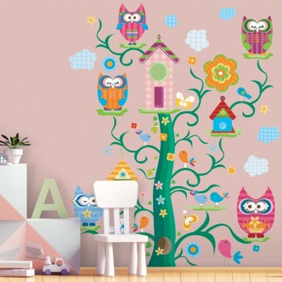 Δεντρόσπιτο και κουκουβάγιες Παιδικά Αυτοκόλλητα τοίχου 43 x 35 cm (34898)