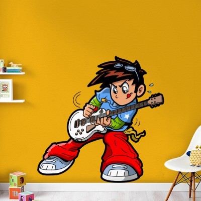 Αγοράκι που παίζει κιθάρα Παιδικά Αυτοκόλλητα τοίχου 40 x 40 cm (34945)