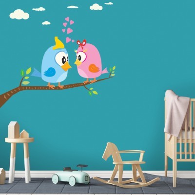 Ερωτευμένα πουλάκια Παιδικά Αυτοκόλλητα τοίχου 68 x 65 cm (34946)