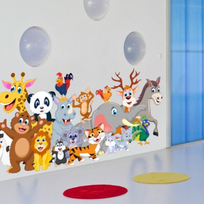 Ζωικό βασίλειο, Παιδικά, Αυτοκόλλητα τοίχου, 65 x 28 εκ.