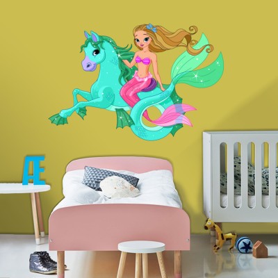 Γοργονίτσα πάνω σε μαγικό άλογο Παιδικά Αυτοκόλλητα τοίχου 43 x 65 cm (35113)