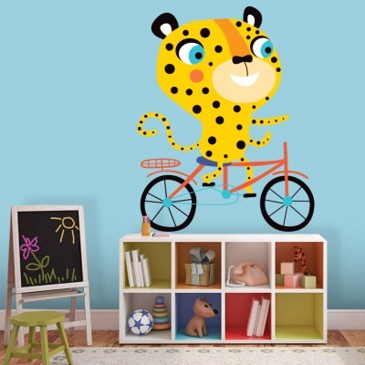 Τίγρης κάνει ποδήλατο Παιδικά Αυτοκόλλητα τοίχου 44 x 35 cm (35114)