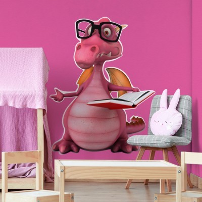 Ροζ δεινόσαυρος, Παιδικά, Αυτοκόλλητα τοίχου, 35 x 44 εκ.