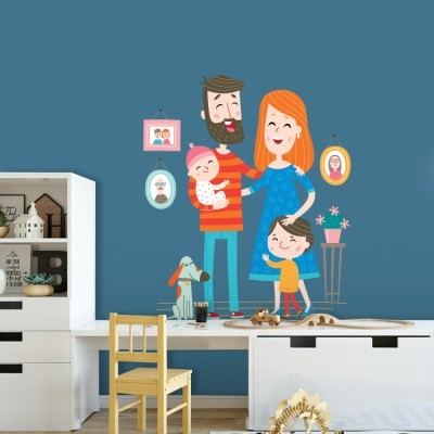 Χαρούμενη οικογένεια Παιδικά Αυτοκόλλητα τοίχου 41 x 35 cm (34998)