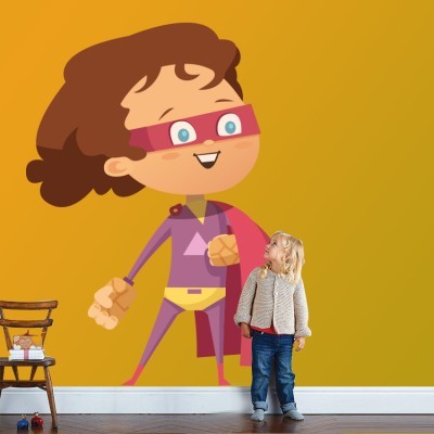 Μικρός ροζ σούπερ ήρωας, Παιδικά, Αυτοκόλλητα τοίχου, 35 x 47 εκ.
