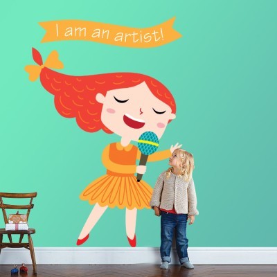 Κορίτσι καλλιτέχνης Παιδικά Αυτοκόλλητα τοίχου 52 x 35 cm (34899)