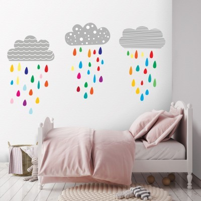 Συννεφάκια που βρέχουν, Παιδικά, Αυτοκόλλητα τοίχου, 103x50 cm (card size)