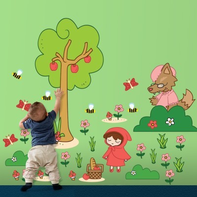Κοκκινοσκουφίτσα στο δάσος Παιδικά Αυτοκόλλητα τοίχου 220×159 cm (card size) (35123)