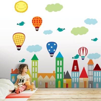 Πολύχρωμα αερόστατα, Παιδικά, Αυτοκόλλητα τοίχου, 145Χ88cm (card size)