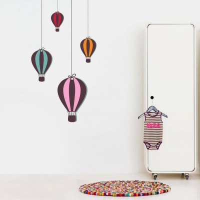 Αερόστατα ριγέ, Παιδικά, Αυτοκόλλητα τοίχου, 40 x 75 εκ.