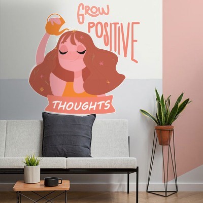 Grow Positive, Φράσεις, Αυτοκόλλητα τοίχου, 90 x 90 εκ.