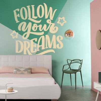 Follow Your Dreams, Φράσεις, Αυτοκόλλητα τοίχου, 90 x 90 εκ. (39344)