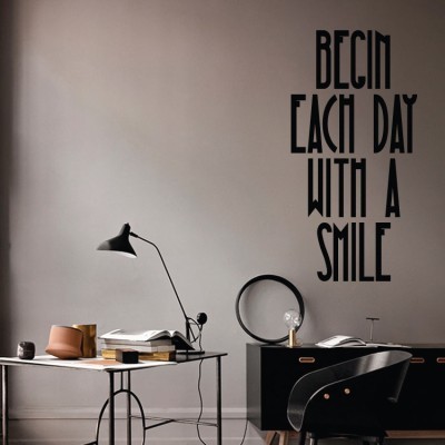 Ξεκίνα τη μέρα με ένα χαμόγελο..., Φράσεις, Αυτοκόλλητα τοίχου, 20 x 40 εκ.