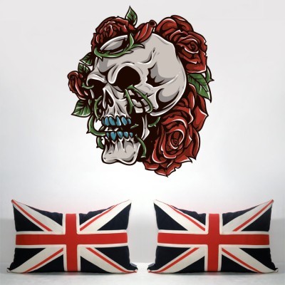 Διακόσμηση παιδικού δωματίου House Art - ΣΗΜΑΝΤΙΚΟ: Σε περίπτωση διαφοράς τιμής από το κατάστημα ισχύει παντα και μόνο η τιμή του καταστήματος Νεκροκεφαλή με λουλούδια, Διάφορα, Αυτοκόλλητα τοίχου,