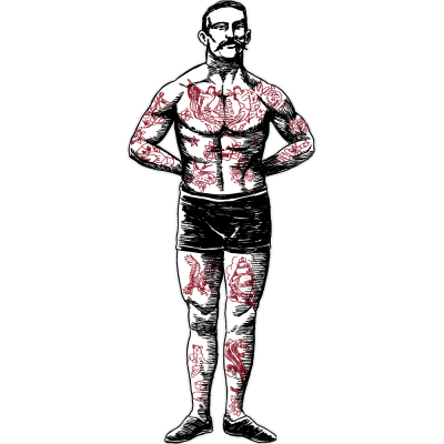 Άντρας με τατουάζ, Διάφορα, Αυτοκόλλητα τοίχου, 40 x 95 εκ. (54574)