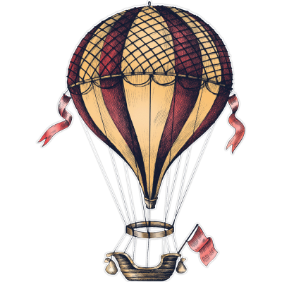 Vintage Αερόστατο, Διάφορα, Αυτοκόλλητα τοίχου, 40 x 40 εκ. (54565)