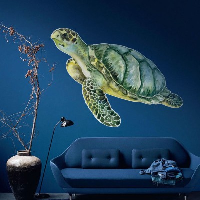 Θαλάσσια χελώνα κολυμπάει, Ναυτικά, Αυτοκόλλητα τοίχου, 80 x 60 εκ. (39262)