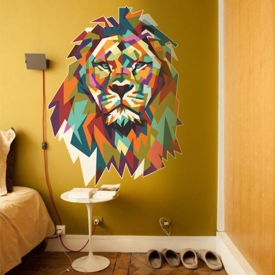 Πολύχρωμο λιοντάρι Ζώα Αυτοκόλλητα τοίχου 100 x 75 cm (39526)