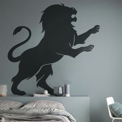 Λιοντάρι που επιτίθεται Ζώα Αυτοκόλλητα τοίχου 80 x 80 cm (39591)