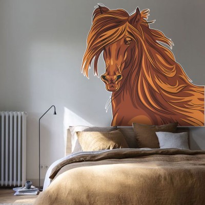 Καφέ άλογο, Ζώα, Αυτοκόλλητα τοίχου, 70 x 70 εκ. (39599)