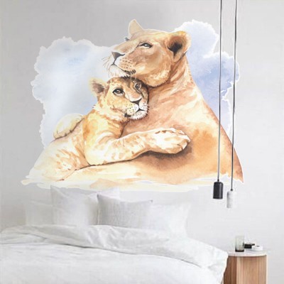 Μητέρα τίγρης με το παιδί, Ζώα, Αυτοκόλλητα τοίχου, 80 x 60 εκ.