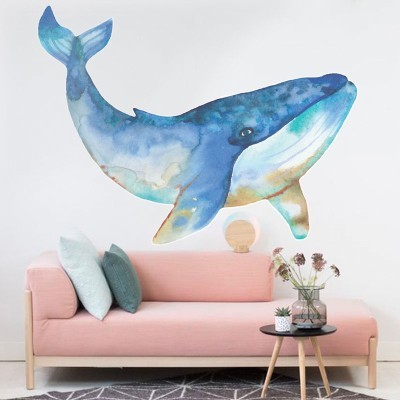 Μπλε φάλαινα-2 Ζώα Αυτοκόλλητα τοίχου 60 x 80 cm (39611)