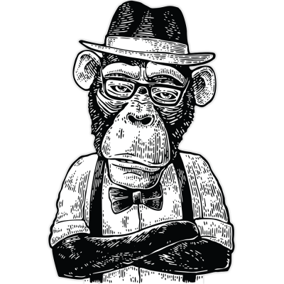 Hipster Monkey, Ζώα, Αυτοκόλλητα τοίχου, 35 x 53 εκ. (54605)