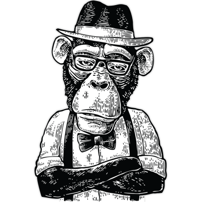 Hipster Monkey, Ζώα, Αυτοκόλλητα τοίχου, 35 x 53 εκ.