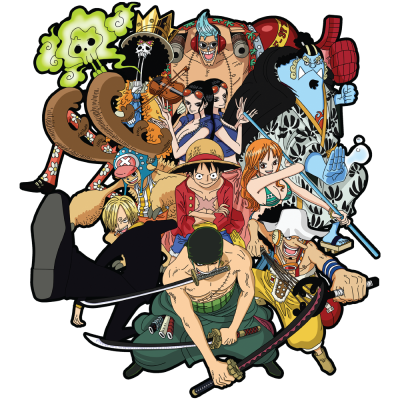 Straw hat pirates with jinbei – One Piece, Anime, Αυτοκόλλητα τοίχου, 45 x 49 εκ. (48507)