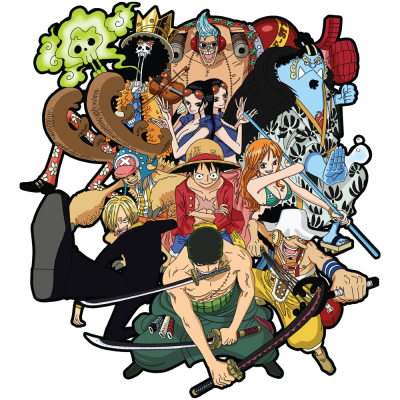 Straw hat pirates with jinbei – One Piece, Anime, Αυτοκόλλητα τοίχου, 45 x 49 εκ.
