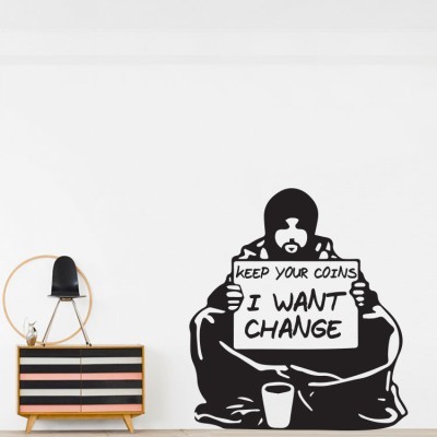 Houseart Keep your coins, Banksy, Αυτοκόλλητα τοίχου, 80 x 89 εκ.